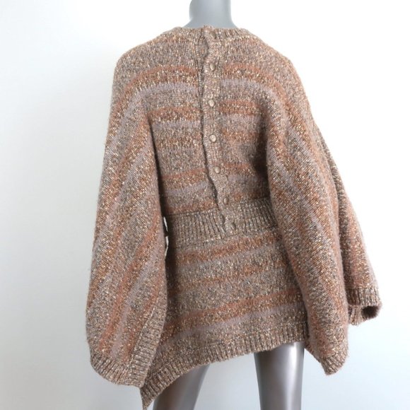 CHANEL F/W 2018 STRIPED KNIT TUNIC DRESS BEIGE/GOLD SIZE 36 KIMONO SLEEVE MINI - Picture 5 of 10